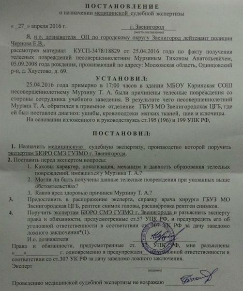 постановление о назначении экспертизы