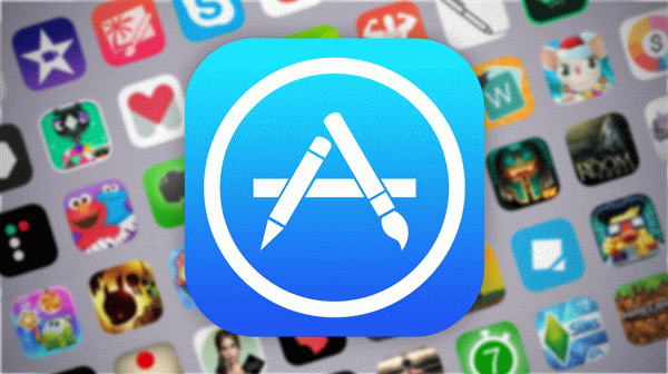 Логотип AppStore на фоне других айфонных ярлыков предложений 